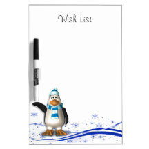 Cartoon Penguin Wish List Dry-Erase Whiteboard