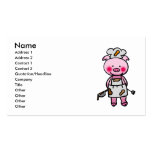 Cartoon pink pig chef business card