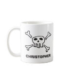 Cartoon pirate scull and crossbones personalised coffee mug