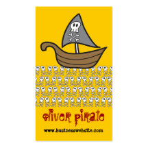 Cartoon Pirate Ship, Skulls & Bones Profile Card Business Card Template