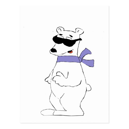 Cartoon Polar Bear In Scarf And Shades Post Card