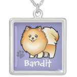 Cartoon Pomeranian (add your pets name) Necklace