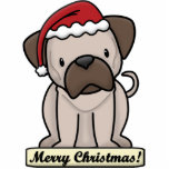 Cartoon Pug Christmas Ornament photo sculptures