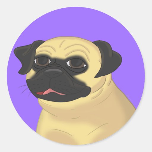 Cartoon Pug Face Round Sticker | Zazzle