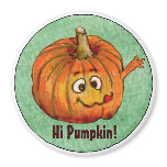 Cartoon Pumpkin Round Personalised Magnet