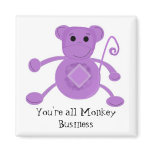 Cartoon Purple Monkey Fridge Magnet