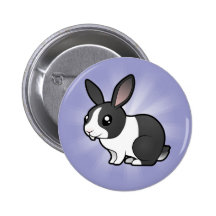 Cartoon Rabbit (uppy ear smooth hair) Buttons