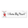Cartoon Rabbit With Big Heart Bumper Stickers