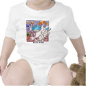 Cartoon Rabbits "Dips by the Pool" baby onesies t-shirts