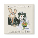 Cartoon Rabbits Wedding Save the Date Magnets