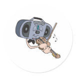cartoon radio playing violin stickers
