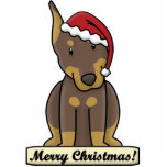Cartoon Red Doberman Pinscher Christmas Ornament photo sculptures