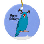 Cartoon Reindeer Blue Parrotlet Ornament