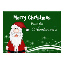 Cartoon Santa Christmas Greeting Card Custom Invitation