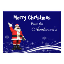 Cartoon Santa Claus Christmas Greeting Card Personalized Invite