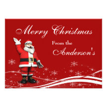 Cartoon Santa Claus Christmas Greeting Card Personalized Invites