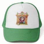 Cartoon Santa Claus Coming Down a Chimney hats