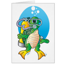 Cartoon Scuba Turtle Card