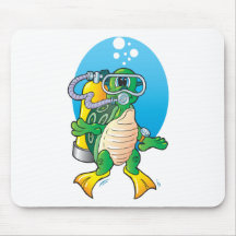 Cartoon Scuba Turtle Mousepad
