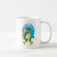 Cartoon Scuba Turtle Mugs