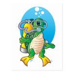 Cartoon Scuba Turtle Postcards