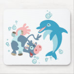 Cartoon  Seacow and Dolphin mousepad