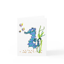 Cartoon Seahorse Cute Greeting Card