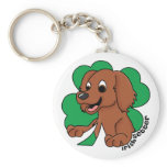 Cartoon Shamrock Irish Setter Keychain