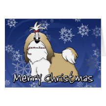Cartoon Shih Tzu Christmas Card