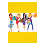 CARTOON SHOPPING GIRLS VECTORS FASHION STYLE FUN F INVITATION