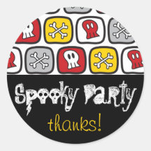 Cartoon Skulls & Bones Halloween Party Label Sticker