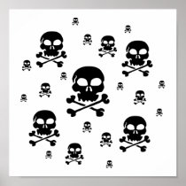 Cartoon Skulls Collage - Black & White