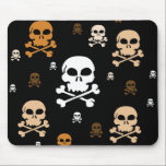 Cartoon Skulls Collage - Orange mousepads