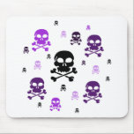 Cartoon Skulls Collage - Purple mousepads
