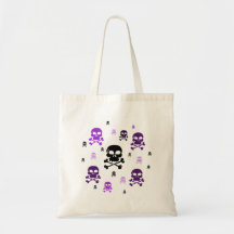 Cartoon Skulls Collage - Purple Tote Bag