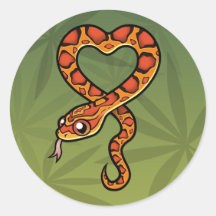 Cartoon Snake Round Stickers