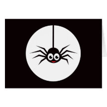 Cartoon spider in front of full moon card