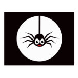 Cartoon spider in front of full moon postcard