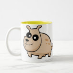 Cartoon spotty dog drinking mug