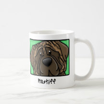 Cartoon Square Brindle Mastiff Coffee Mugs