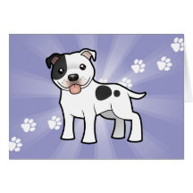 Cartoon Staffordshire Bull Terrier Greeting Card