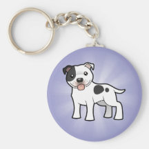 Cartoon Staffordshire Bull Terrier Key Chains