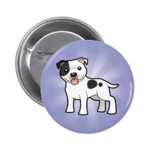 Cartoon Staffordshire Bull Terrier Pinback Button