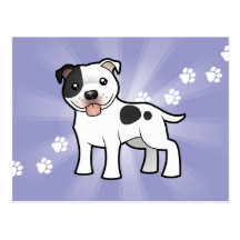 Cartoon Staffordshire Bull Terrier Post Card