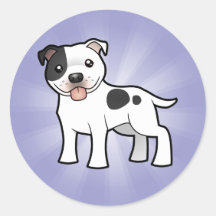 Cartoon Staffordshire Bull Terrier Round Sticker