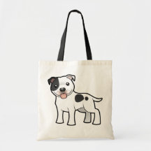 Cartoon Staffordshire Bull Terrier Tote Bags
