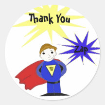Cartoon Super Hero Thank You Sticker