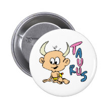 Cartoon Taurus Pinback Buttons