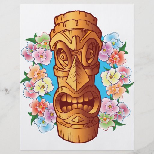 Cartoon Tiki Statue Flyers