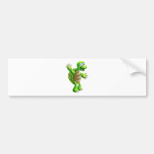 Cartoon Tortoise or Turtle Waving Bumper Sticker